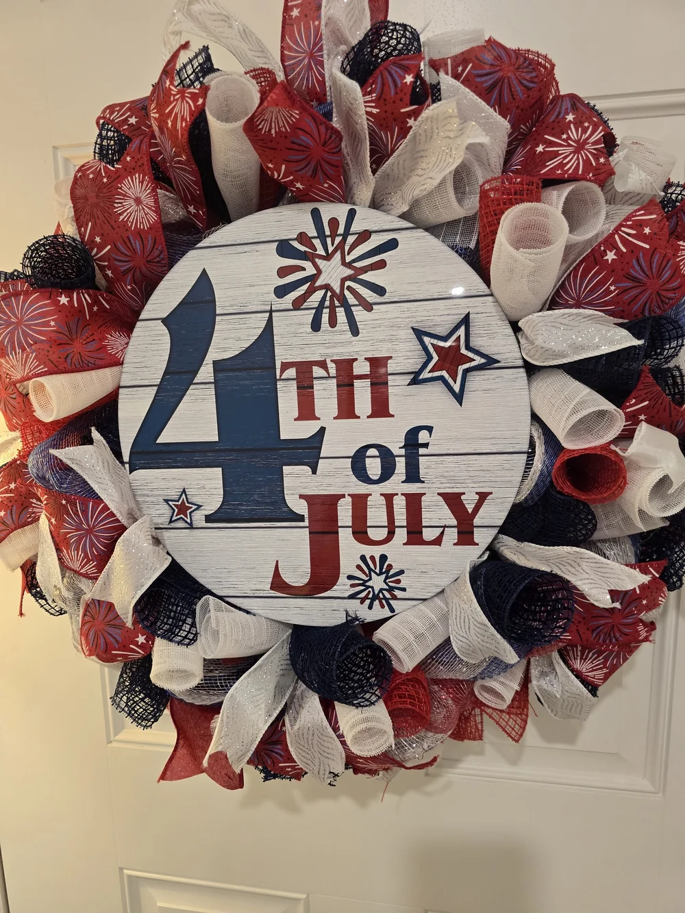 Patriotic 4th of July Wreath - Red, White & Blue